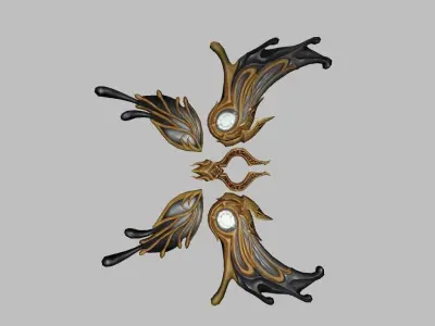 Golden Black Wing Low-poly 3D model