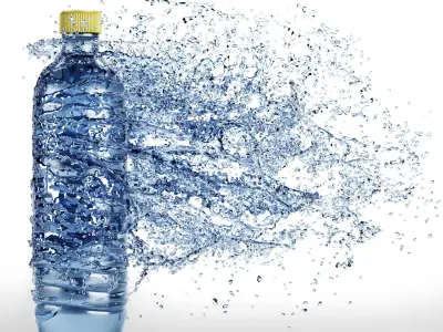 Three Bottle splashes 3D model