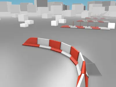 White and Red Road Traffic Barrier - Part 25 - Low-poly 3D model