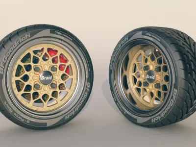 Braid 4RC wheel set - front and rear 3D model