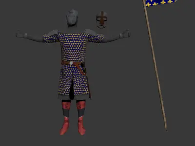 Knight group of knights holding flags 3D model