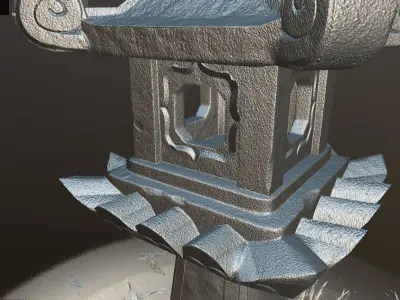 Japanese Shogun Shrine Pillar Low-poly 3D model