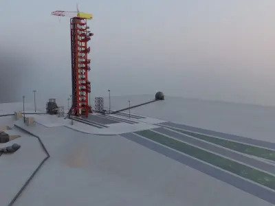 NASA Apollo Launch Scene With Military Vehicle  Low-poly 3D model