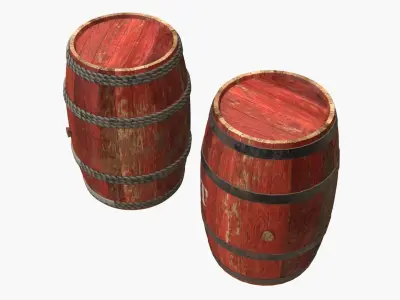Wooden Barrels Assets 1 Low-poly 3D model