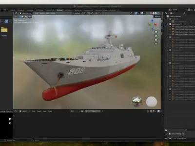 Type Yuzhao class Landing Ship Dock GameReady PBR Low-poly 3D model
