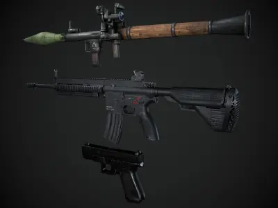 Realistic Weapons Collection Low-poly 3D model