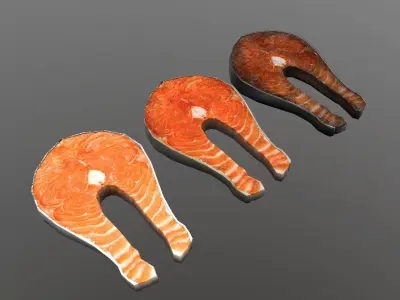 Salmon Steak Low-poly 3D model