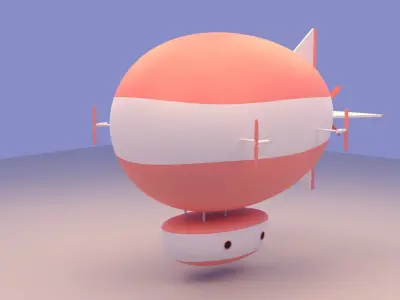Cartoon  Airship Low-poly 3D model