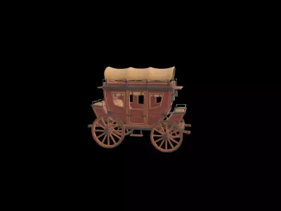 Low Poly Stylized Fantasy Stagecoach - PBR Low-poly 3D model
