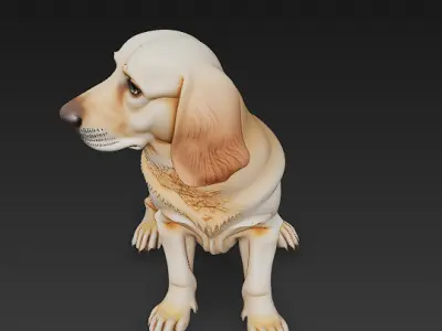 Golden Retriever Dog Realistic 3D Model - Low Poly Realistic Low-poly 3D model