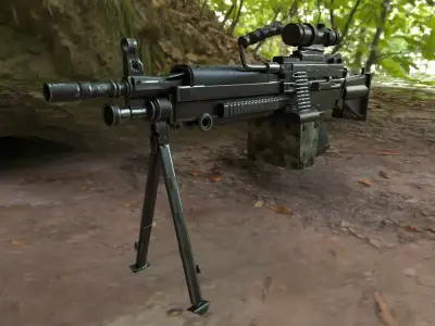 M249 SAW Machine Gun Low Poly Free low-poly 3D model