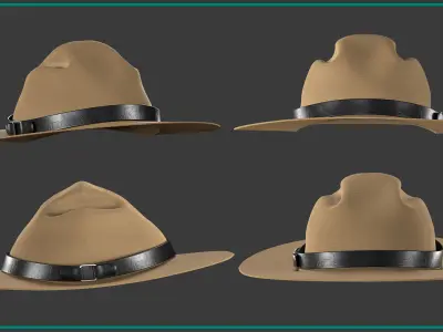 15 female hat uniform with texture 3D model