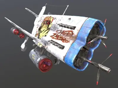 Stylized realistic white airplane Low-poly 3D model