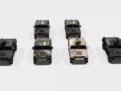 Rhino Hummer Military Gun Truck Low-poly 3D model