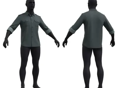 Military Shirt V2 - Marvelous Designer 3D model 3D model
