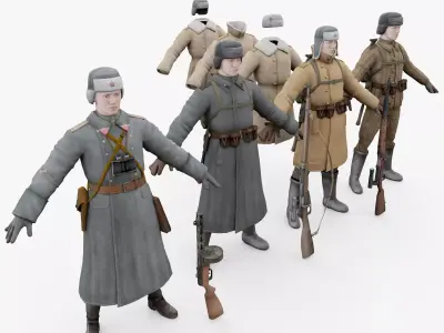 infantry USSR  Low-poly 3D model