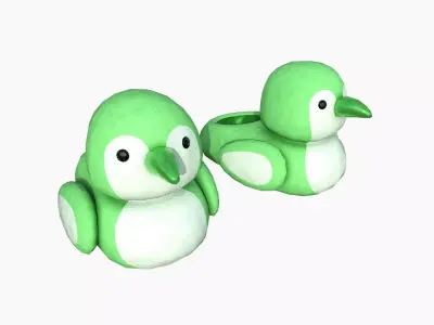 Slippers J04 Green Bird - Costume Character Design Low-poly 3D model