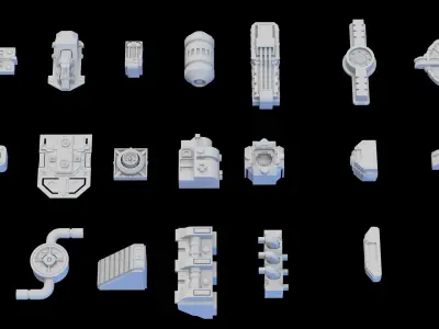 Scifi Greeble Kitbash 3D model