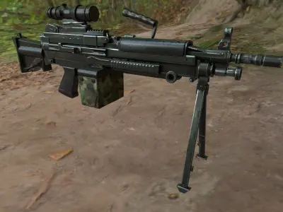 M249 SAW Machine Gun Low Poly Free low-poly 3D model