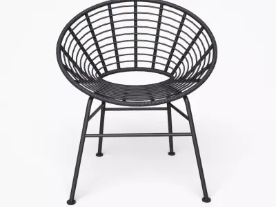Shell outdoor Dining Chair black Low-poly 3D model