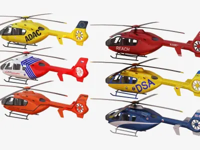 Bundle 6x Airbus EC 135 Low-poly 3D model