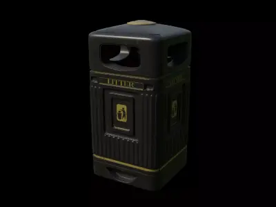 British litter bin 3d model Free low-poly 3D model