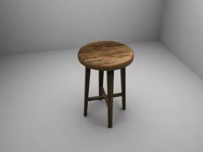 Wooden Stool - Low Poly 3d model Free low-poly 3D model