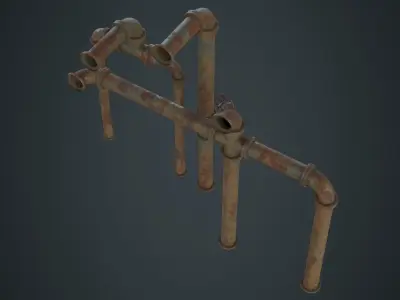 Industrial Pipes 2C Low-poly 3D model