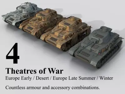 PzKpfw Panzer IV Ausf F G H Low-poly 3D model