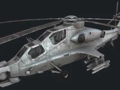 Military helicopter pack Low-poly 3D model