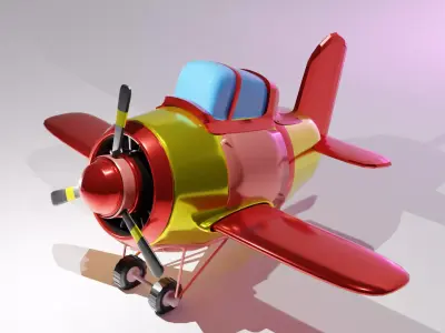 Cartoon stylized airplane Low-poly 3D model Low-poly 3D model
