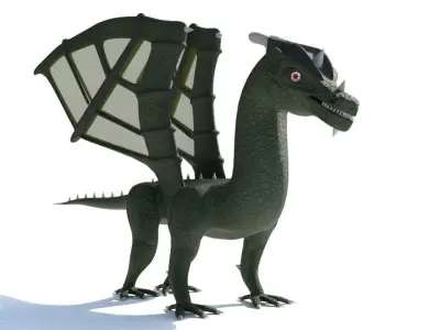 ugly midget green dragon Low-poly 3D model