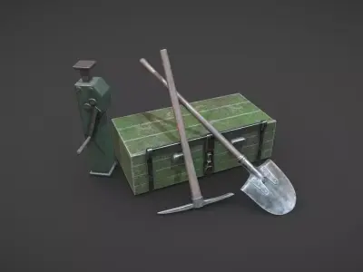WW2 German Army Tools Low-poly 3D model