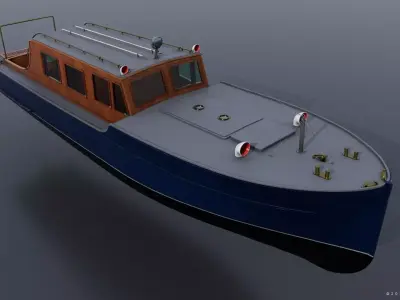 WW2 Italian 10m Motorboat Low-poly 3D model