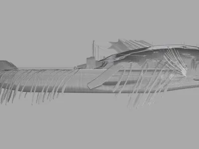 Submarine camouflaged with fish skin - Queen of Depths 3D model