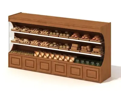 Wooden Retail Shelving Unit 3D model