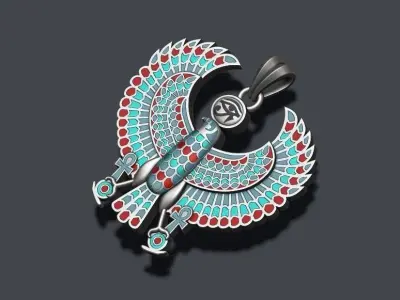 Egyptian Horus Falcon God enamel pendant 3D print model