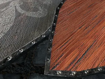 Medieval round shield with coat of arms 4 Low-poly 3D model