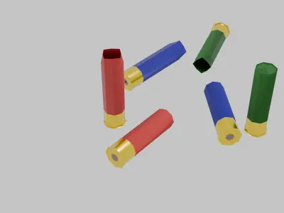 low-poly 12 gauge shotgun shells Low-poly 3D model