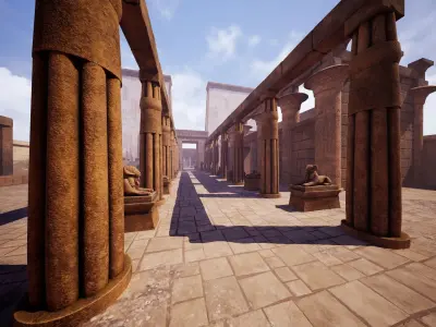 Modular Egyptian Temple Low-poly 3D model