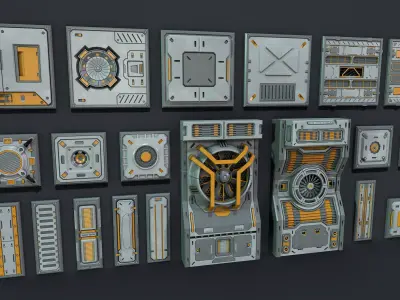 Sci-Fi Panels - Collection 4 - 20 pieces  Low-poly 3D model