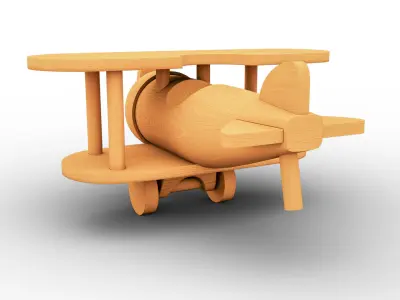 Wooden Old Airplane Toy 3D model