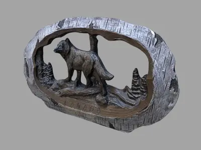 Wolf statue Low-poly 3D model