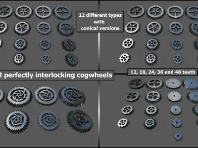Cogwheel Collection gears Low-poly 3D model