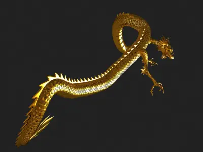 Chinese Gold Dragon Low-poly 3D model