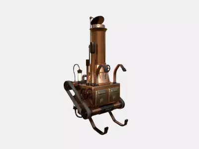 Steampunk Backpack 02 Cooper - Character Design Fashion Low-poly 3D model