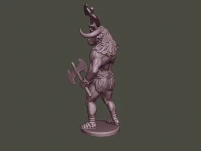 Minotaur Warrior Stand2 two Axes 3D print model