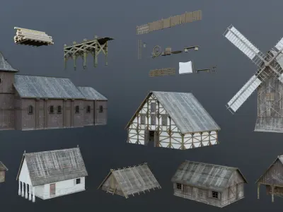 Medieval Village AssetPack Low-poly 3D model