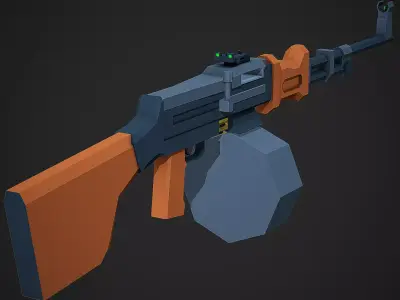 Stylized RPD LMG Low Poly Mobile Ready Low-poly 3D model
