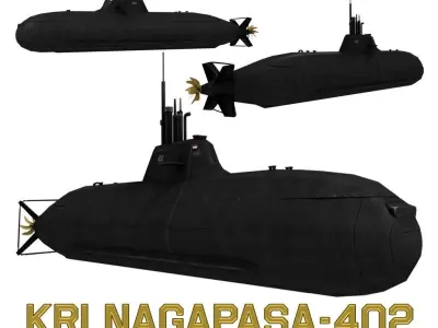 Submarine Changbogo Class KRI Nagapasa 402 Low-poly 3D model